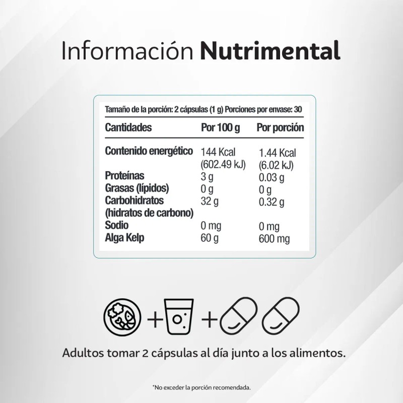 Kelp Algas Marinas - 60 Cápsulas De 500 Mg Sin