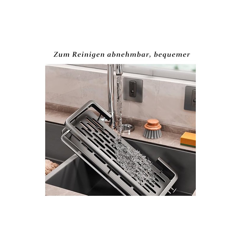 Hanging Sink Organiser, Sink Organiser with Drain Pan, Kitchen Sponge