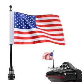 MASION Motorcycle Flag 6 x 10'' Flag Red American Flag for Harley Yamaha Honda Goldwing CB VTX CBR Black Stainless Steel Flagpole fit 1/2'' Motorcycle Luggage Rack