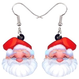 NEWEI Acrylic Christmas Santa Claus Earrings for Women Kids Drop Dangle Festival Jewelry Fashion Ornaments, Acrylic, No Gemstone
