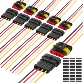 CNHAIHD Connector Waterproof, 16 AWG Automotive Electrical Connectors Male and Female Way with Heat Shrink Tubing for Car Truck Boat and Other Wire Connections (4pin 6 Kits)