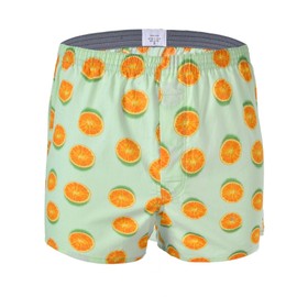 CINVIK Mens Boxer Underwear Shorts Cotton Loose Fit Boxers Sleepwear Turquoise Green Oranges M