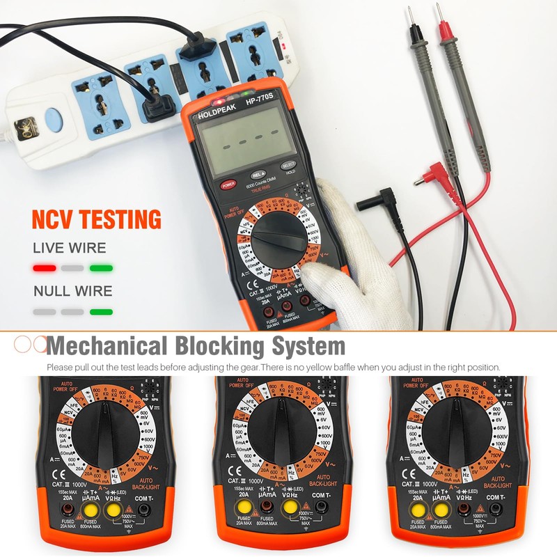 HoldPeak Digital Multimeter HP-770S 6000 Counts Manual Ranging,Accurately Measure for