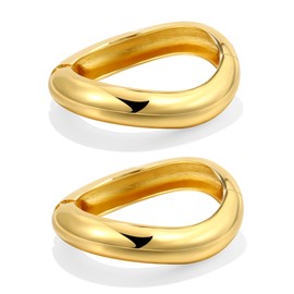 Gold Bangle Bracelets For Women Cuff Chunky Bracelet Twisted Cuff Simple Irregular Shaped Elegant Thick Hinge Opening Fashion Accessories Trendy Gift, Large, Zinc, no gemstone