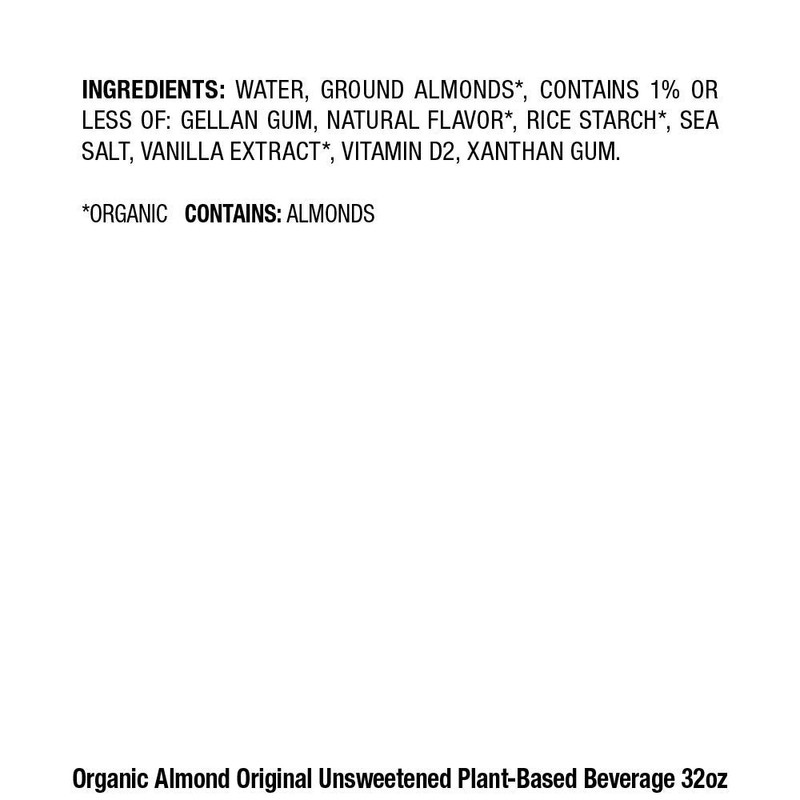 Pacific Foods, Almond Beverage, Unsweetened, Low Fat, Organic, 32 oz