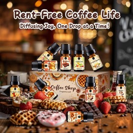 RAINBOW ABBY Fragrance Oil Coffee Shop Set, Fragrance Oil for Candle & Soap Making- Espresso, Mocha Coffee, Chocolate, Almond Biscotti, Roasted Hazelnut, Golden Waffle and More Scented Oils
