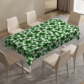 Heyfary St. Patrick's Day Tablecloth Irish Spring Holiday Party Decoration Green Shamrock Clover Home Kitchen Dining Room Table Cover Decor-60×84inch