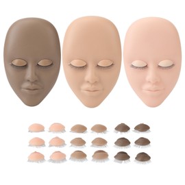 3pcs Eyelash Mannequin Head Lash Extension Training Practice Head with Removable Eyelids Double Layer Lashes