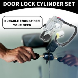 Partuto Ignition Switch Lock Cylinder Assembly w/Keys - Car Ignition Lock Cylinder Key Switch Starter - for Nissan D21 M.T Metal Silver Tone - Door Lock Cylinder - 1set