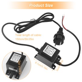 LED Transformer 24 V Power Supply AC/AC 15 W Long 1.5 m LED Driver Outdoor Waterproof Underwater Light LED Low Voltage Insulated Power Supply for LED Lighting and Pond Pumps