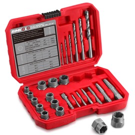RIMKOLO 26-Piece Screw & Drill Bit Set, Multi-Spline & Bolt Extractors, Spiral Extractor for Broken Studs & Fittings