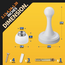 TOPTAKE Magnetic Door Stop - Heavy Duty Door Stopper, Premium Stainless Steel, Anti-Rust, Suitable for Various Door Types, Wall & Floor Mount, 2 Pack (2, White)