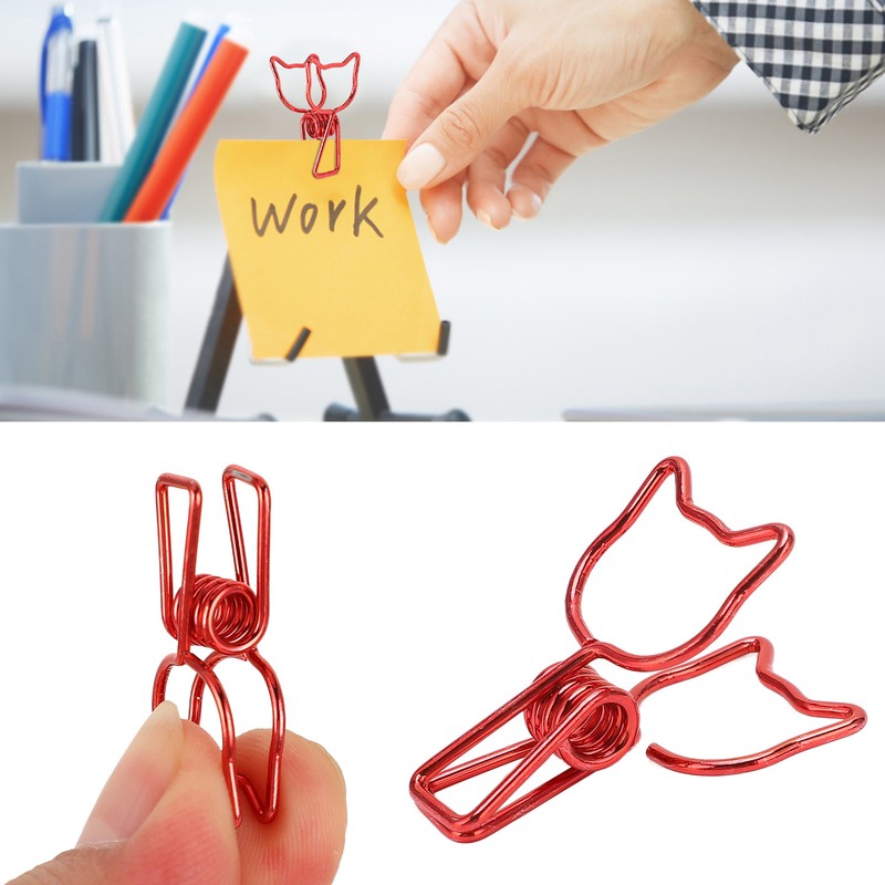100Pcs Kitten Binder Clips Cute Animal Style Strong Clamping Hollow