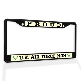 Fastasticdeals Metal Insert License Plate Frame Proud U.S. Air Force Mom Weatherproof Car Accessories Black 2 Holes Solid Insert