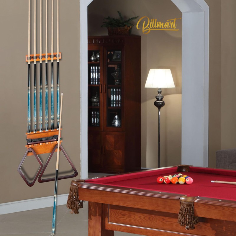 Billmart Wall Mount Pool Stick Holder - Billiards Pool Cue