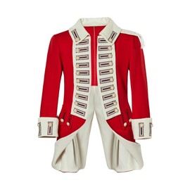 Men's 18 Century Military Officer Coat Historical British Army Uniform Napoleon Jacket Medieval Regency Tailcoat (Red, Medium)