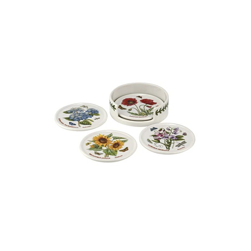 Portmeirion Botanic Garden Ceramic Coasters with Holder | Set of