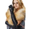 VIKIDEER Elegant Winter Black Long Leather Gloves for Women Full