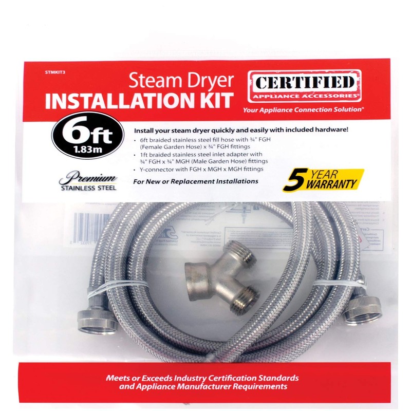 Certified Appliance Accessories STMKIT3 Braided Stainless Steel Steam Dryer Installation