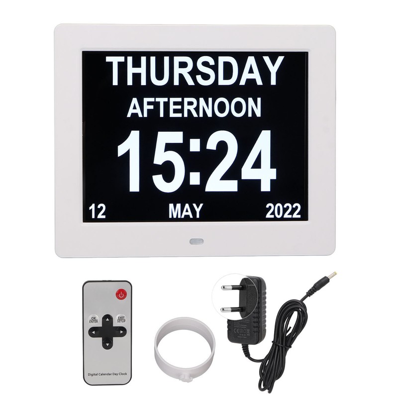8in Digital Alarm Clock Photo Frame 800x600 Large Font Adjustable