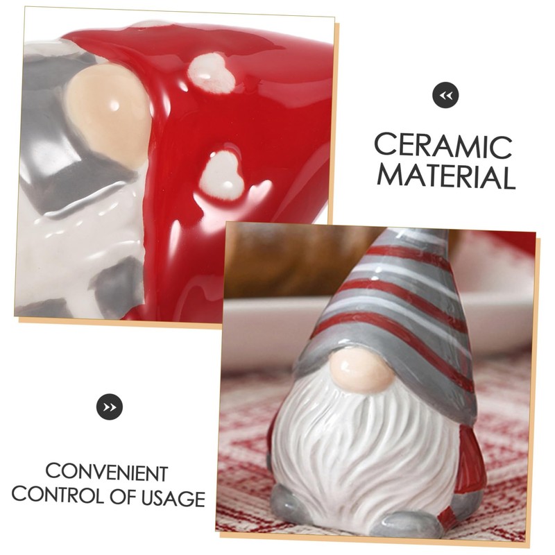 OHPHCALL 1Pair Gnome Shaped Cute Ceramic Seasoning Containers for Elegant