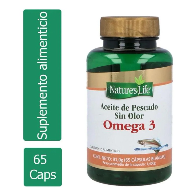 Cápsulas X65 Aceite De Pescado Sin Sabor Omega 3 Natures