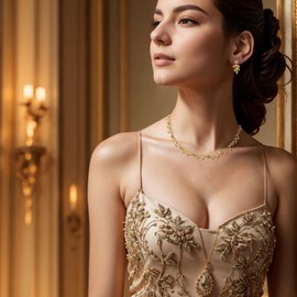 Clearine Wedding Jewellery Set for Women Bride, Gorgeous Stunning Crystal Flower Leaf Cluster Choker Necklace Link Bracelet Stud Earrings for Bridal Bridesmaid Champagne Gold-Tone