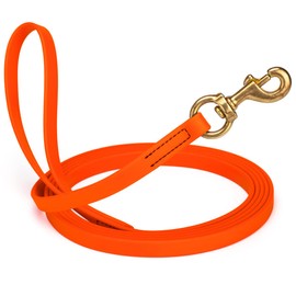 Viper K9 Biothane Working Dog Leash Waterproof Lead for Tracking Training Schutzhund Dog Sport & Search - Odor-Proof Long Line with Solid Brass Snap for Puppy Medium and Large 5/8" x 15ft HunterOrange