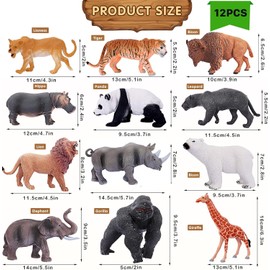 ausurme 12PCS Safari Animals Figures - Realistic Jungle Zoo Figurines, Wild Plastic Toys, African Learning Educational Playset for Kids Toddlers