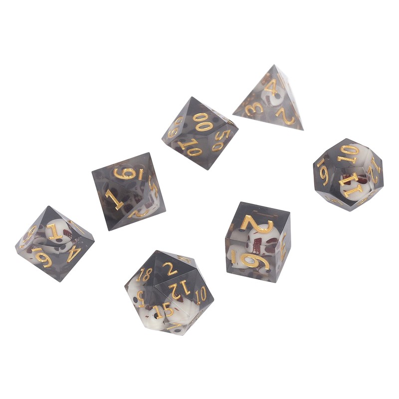 Polyhedral Dice Set Role Playing Epoxy Resin Transparent Skull Dice