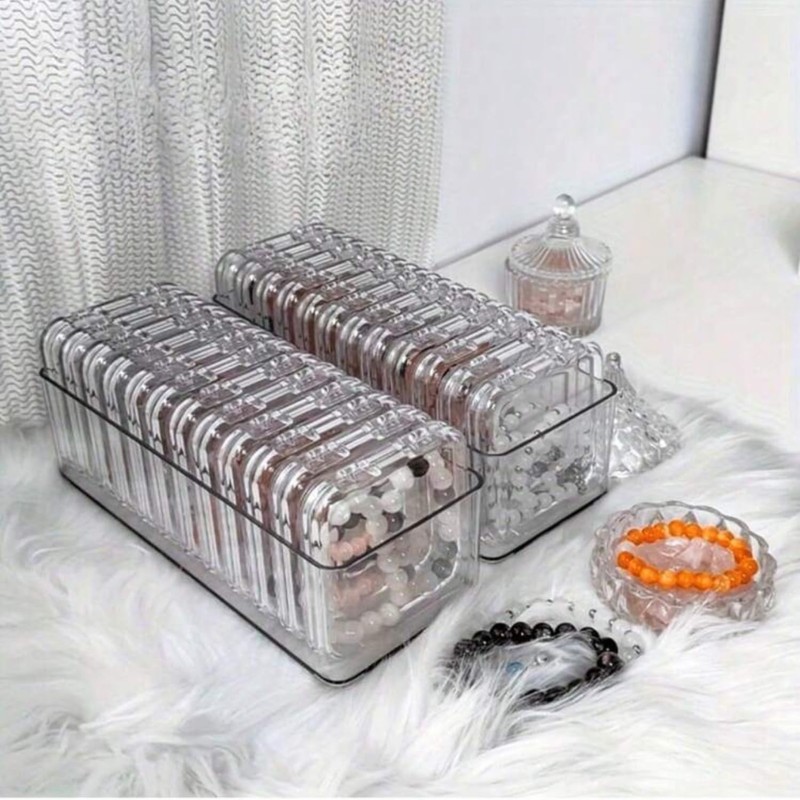 Press On Nail Storage Box Set, 10 Pieces, Transparent Acrylic