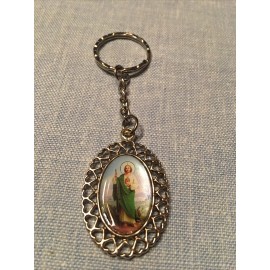 Saint St Jude Religious Keychain Keyring | Silver Tone