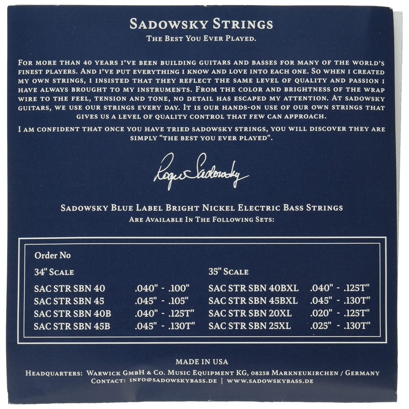 Sadowsky Blue Label Base String Nickel String 5 String 045-130