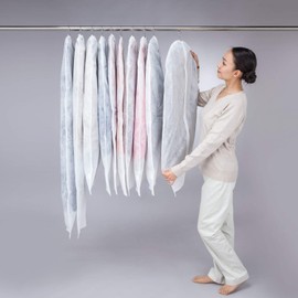 Astro 126-27 Clothing Cover, White, Set of 10 (8 Short Size + 2 Long Sizes) Non-Woven Fabric Clothes Cover Zipper Closure Type