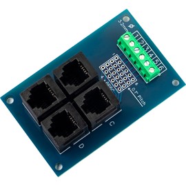RJ11 Breakout Board 6P6C Jack 4 Way Buss Board with 3.81mm / 0.15" Screw Terminal