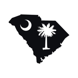 Applicable Pun South Carolina State Flag Map Shape - Vinyl Decal for Outdoor Use on Cars, ATV, Boats, Windows and More - Black 4 inch