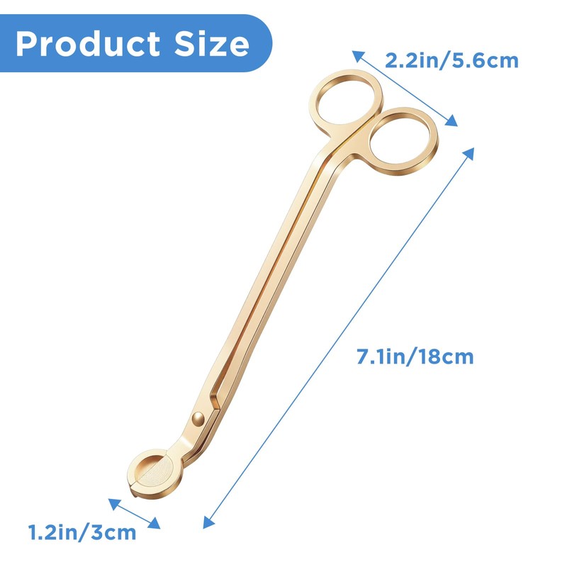 JIEYAO 10PCS Gold Stainless Steel Candle Wick Trimmers, 7 Inch