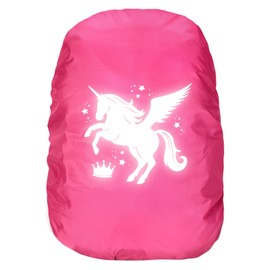 flintronic Waterproof Rain Cover for Backpack, Unicorn Reflective Rucksack Cover,Unicorn School Bag Waterproof Cover, High Visibility Backpack Cover, Anti-dust, Foldable for Girls, Children