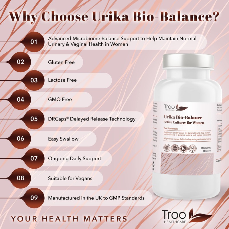 Urika Bio-Balance Vaginal Gut Bacteria Support 60 Capsules - Friendly