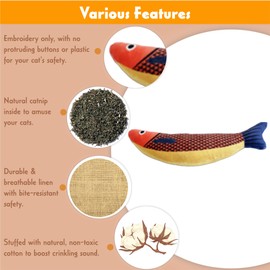 Tails & Tales Cat Toys Fish, Catnip & Crinkle Sound Plush, Bite-Resistant & Soft Interactive Toys for Indoor Cats & Kittens, Reduces Stress & Encourages Activity, Pack of 3