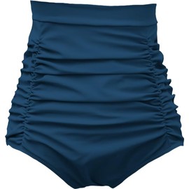 COCOPEAR - Bikini de cintura alta fruncida para mujer, estilo retro, estilo clásico, Azul oscuro, 4X-Large