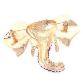 neXxtten Gold Tone Metal Large Crystal Elephant Brooch P1378-PNK