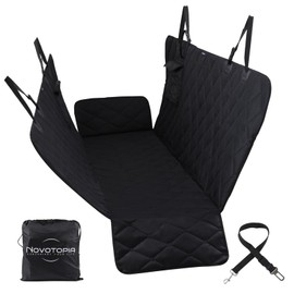 Novotopia Dog Car Seat Cover for Back Seats 100% Waterproof, Long-Lasting and Soft Nonslip Backseat Dog Cover for Cars, SUVs and Trucks (Black, Standard (54" W x 59" L))
