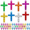 JMZYJZH 100 Pcs Plastic Cross Necklace, Colourful Crystal Cross Necklace