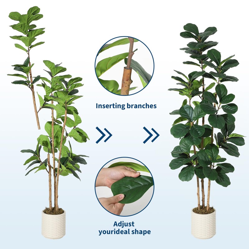 Faux Fiddle Leaf Fig Tree 7 FT, Artificial Tree with