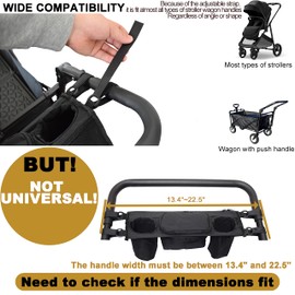 YEEDOIDO YEEDOIDO Non-Slip Organizer for Wagon, Parent Console Caddy with Cup Holders Universal for Folding Kids Pet Stroller Adjustable Straps Zippered Pockets Storage Phone Bag Attachment Accessories, Black