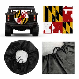 MIYASANG Maryland State Flag Spare Tire Cover Painted on Brick Wall America Flag Pattern Print Weatherproof Universal Wheel Protectors Camper Tire Covers for Trailer Rv Travel(17 inch)
