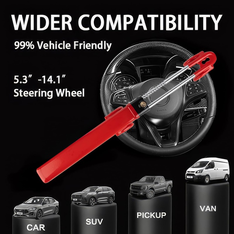 KNFRXO Steering Wheel Lock for car Universal Adjustable Length Anti-Theft