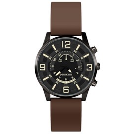 DOUKOU Men's Watches Analog Watch Timepiece Minimalist Waterproof Wrist Watch Fashion Easy Read Adjutable Silicone Strap Sapphire Glass Watch Round 3D Numeral Dial Simple Watch for Men - Color: Brown