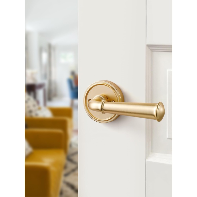 MRML Brushed Gold Passage Door Handle, Interior Hall Closet Light